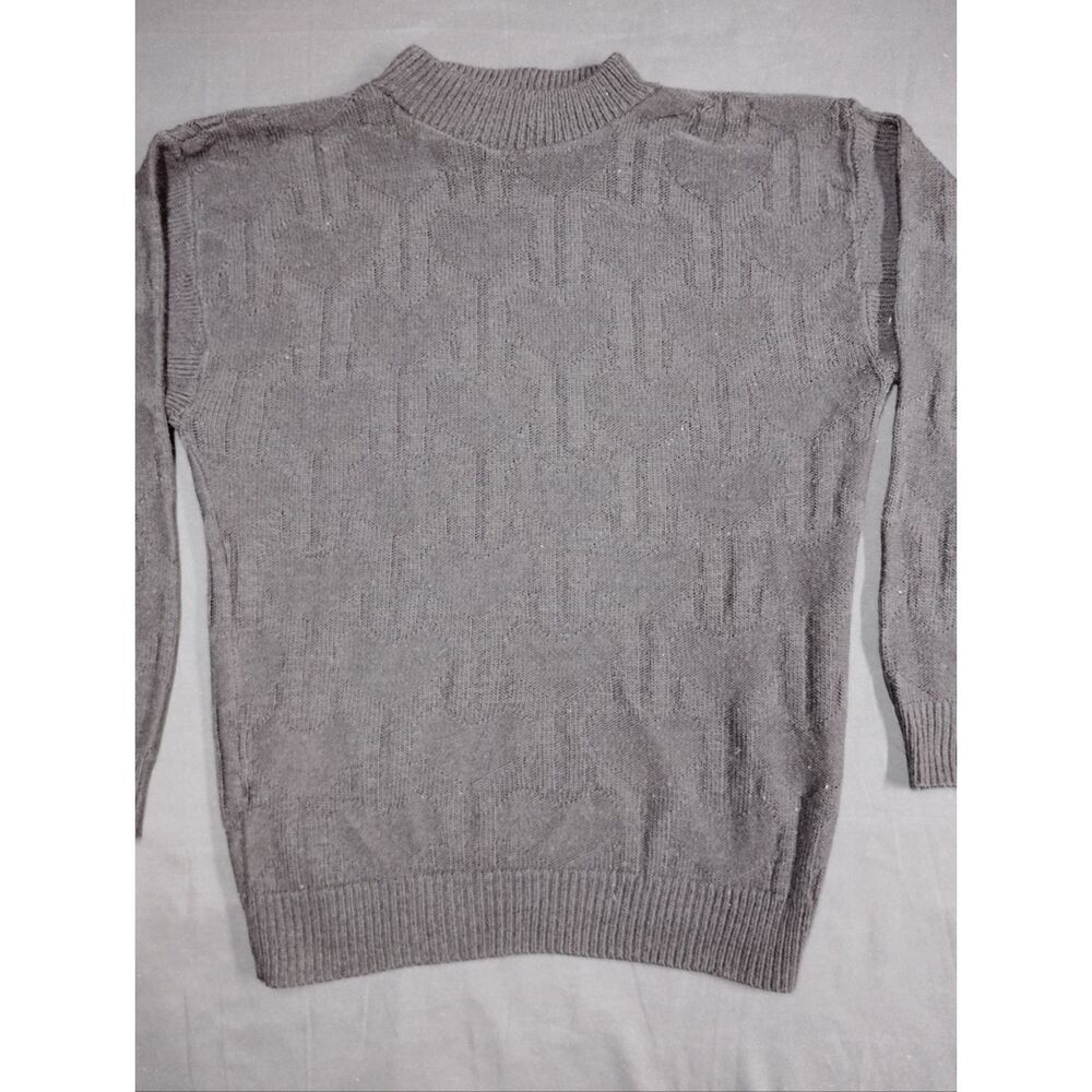 American Pride Cozy Black Crewneck Sweater With Hearts Pattern & Cuffed Sleeves
